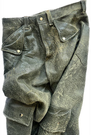 Distressed Calf Skin Signature Cut Cargo Pants