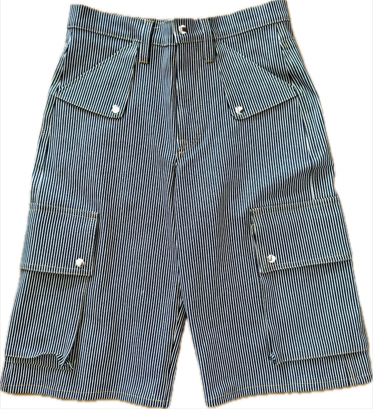 Hickory Stripe Signature Cut Denim Cargo Shorts